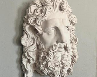 Hades Wall Sculpture: Greek Underworld God Bust, Handmade Mythology Art, Ancient Greek Wall Art Panel, Museum-Quality Decor by ArkeoArt