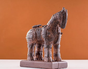 Trojan Horse Statue, Ancient Greek Mythology Figurine, Anatolian Artifact Trojan Horse from Canakkale, Historical Collectibles