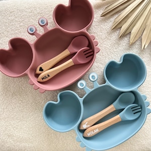 Meal set Suction cup crab plate Personalized children's cutlery image 1