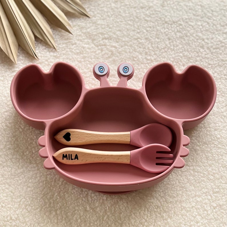 Meal set Suction cup crab plate Personalized children's cutlery image 4