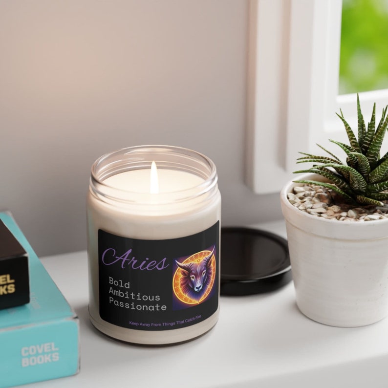 Aries Zodiac Scented Candle, Astrology Sign Birth Month Candle, Gift