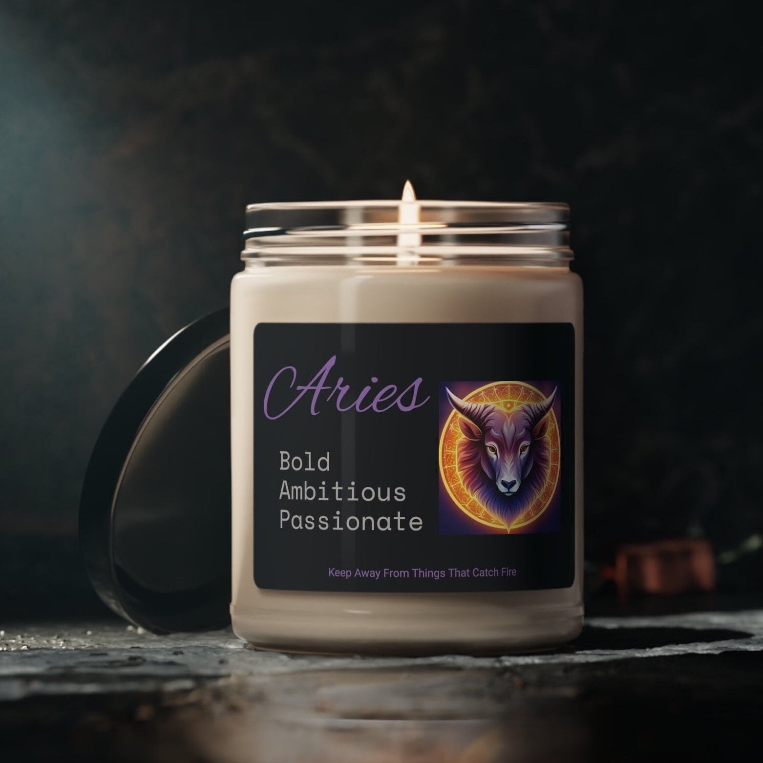 Aries Zodiac Scented Candle, Astrology Sign Birth Month Candle, Gift