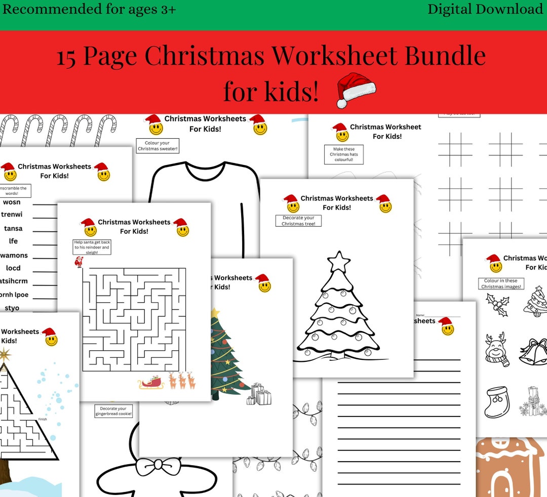 15 Printable Christmas Worksheets For Kids christmas Activity Pages fun 
