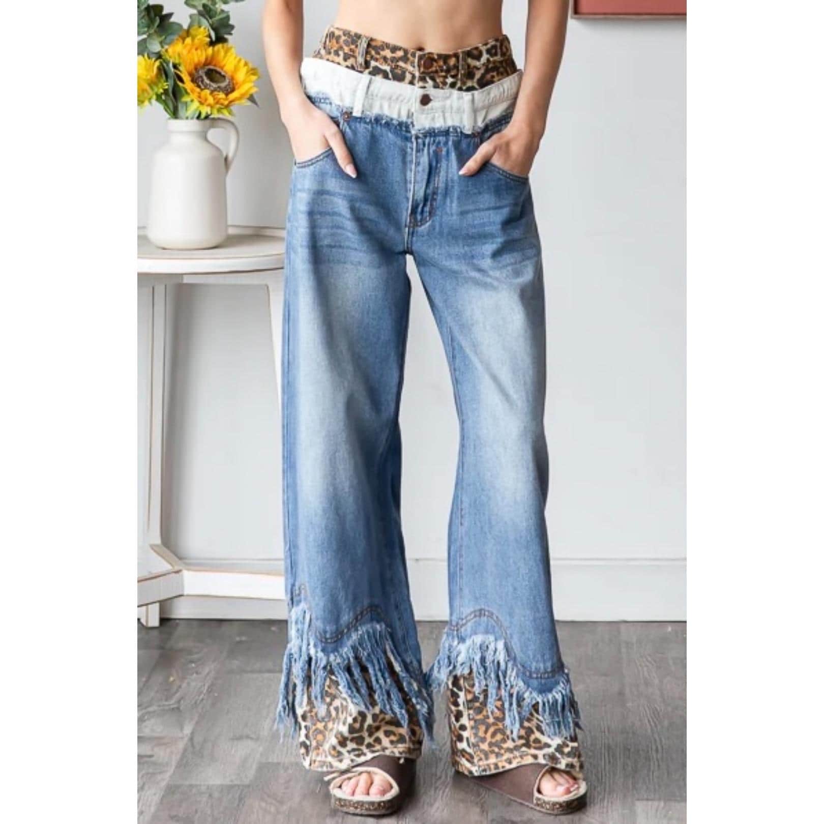 Andequal wide fringe denim pants Andequal wide fringe denim pants