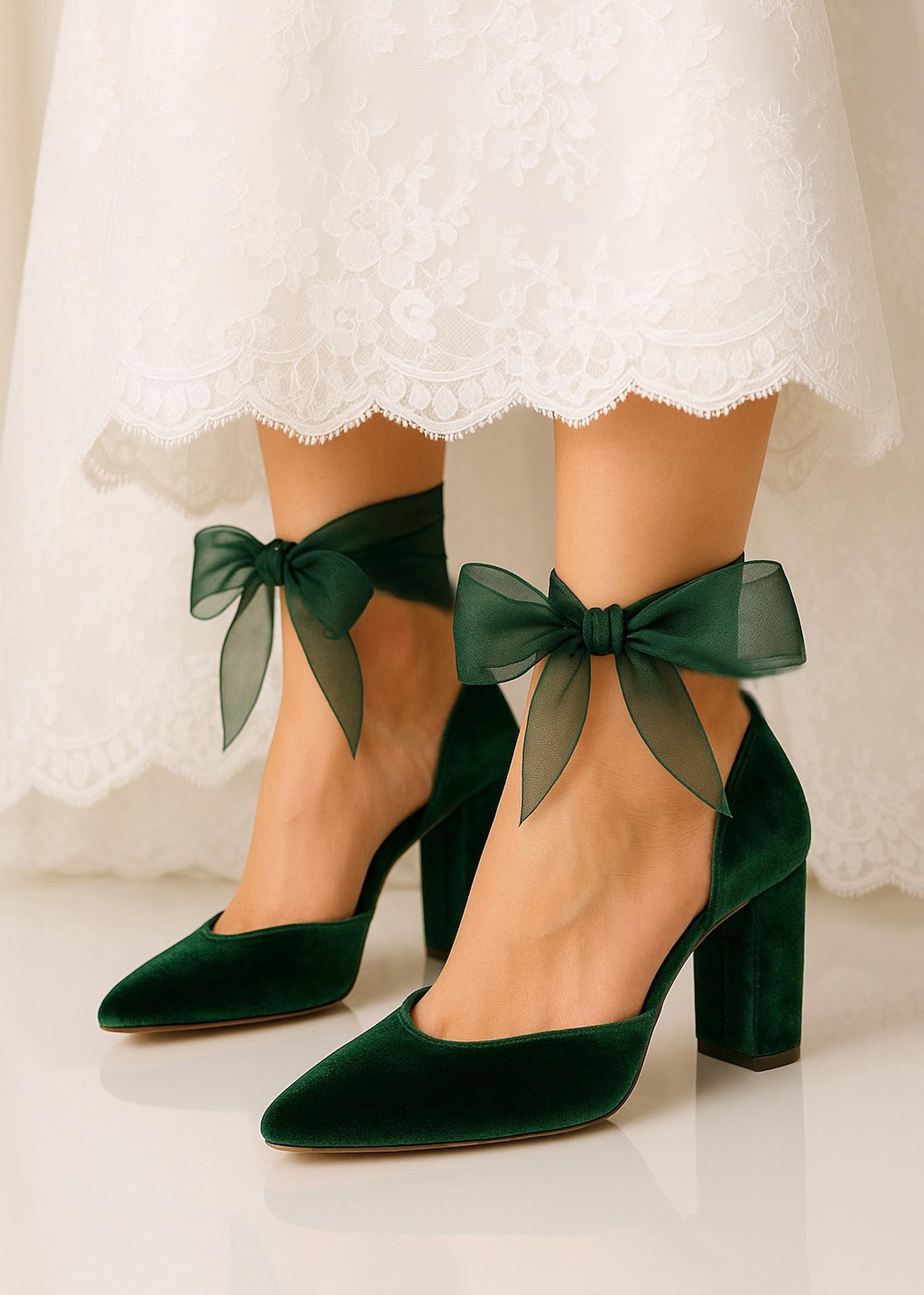 Take A Look About Green Velvet Wedding Shoes