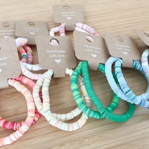 Handmade Heishi Bead Bracelet Sets, Clay Bead Bracelets, Bracelet Stacks, gift for her kids bracelets, jewelry for women beaded bracelets