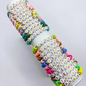 Clay Bead Bracelet Set Personalized Stretch Bracelets for Teens Layered Handmade Jewelry
