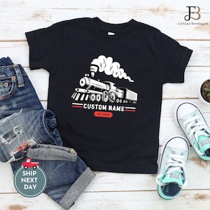 Personalized Boys Birthday Tee, Custom Name & Birth Year, Infant Bodysuit, Youth Locomotive T-Shirt, Train Lover Gift, Toddler Train Shirt