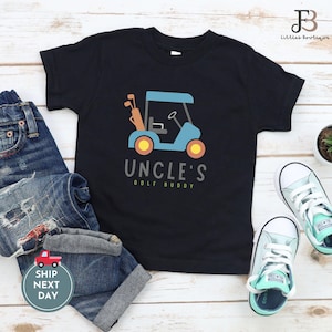 Koszulka dla malucha Uncle Golf Buddy - Golf Cart Baby Body lub koszulka młodzieżowa dla chłopców - Strój wujka i siostrzeńca - Golf Baby Gift, prezent na baby shower