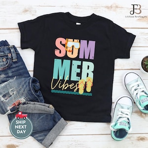 Summer Vibes Shirt for Kids - Toddler Summer T-Shirt, Youth Tee, Baby Onesie - Cute Colorful Beach Shirt - Vacation Outfit for Boys