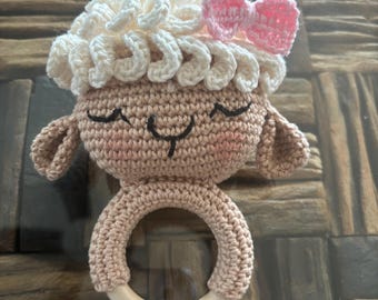 Crochet animal baby rattle