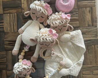 Crochet sheep baby 4 pc set