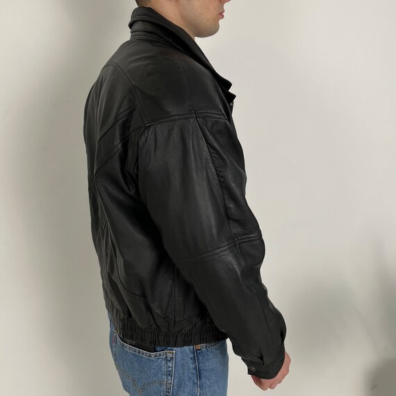 black vintage leather jacket men, 90s leather jac… - image 5
