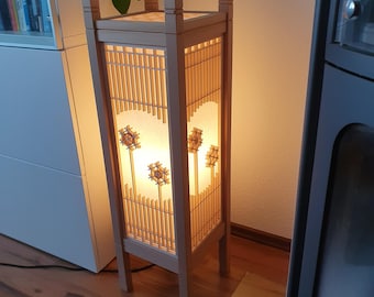 Japanese Kumiko Shoji Lamp "4 Seasons" 93 cm height