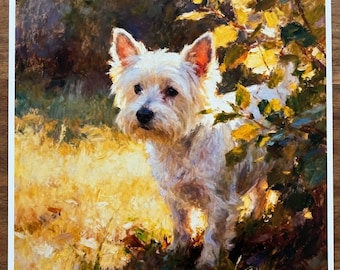 West Highland Terrier Art Print – Oil Pastel Painting of a Westie
