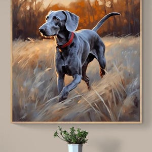 Weimaraner Portrait Art Print | Painting | Gift for Dog Lovers | Antique Vintage Style | Heavy Cardstock Paper | Optional Framing
