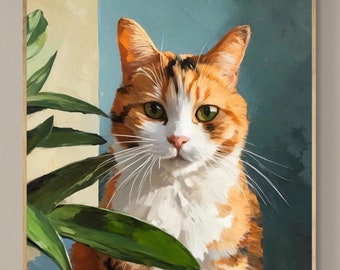 Calico Cat Fine Art Print | Oil Painting | Wall Decor | Gifts for Cat Lovers | Cottagecore