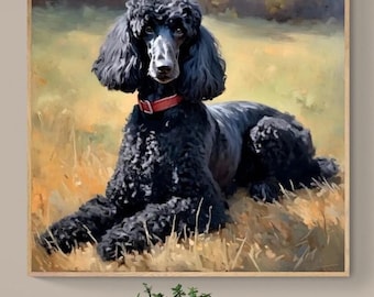 Black Standard Poodle Portrait Art Print | Painting | Gift for Dog Lovers | Heavy Cardstock Paper | Optional Framing
