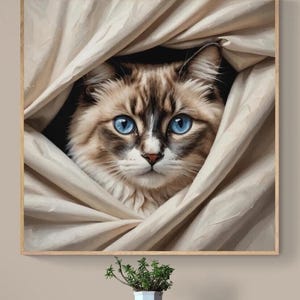 Ragdoll kat portret Fine Art Print | Schilderij | Cadeaus voor kattenliefhebbers | Gratis verzending | Kartonpapier | Optionele inlijsting