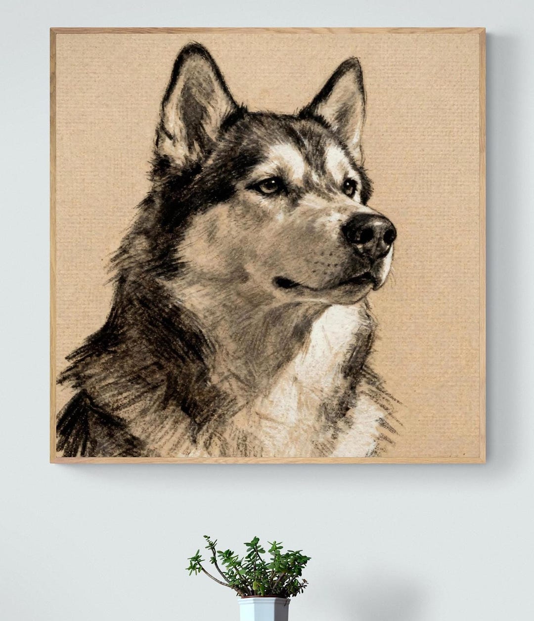 Husky Portrait Print, Charcoal Drawing on Textured Paper - Etsy