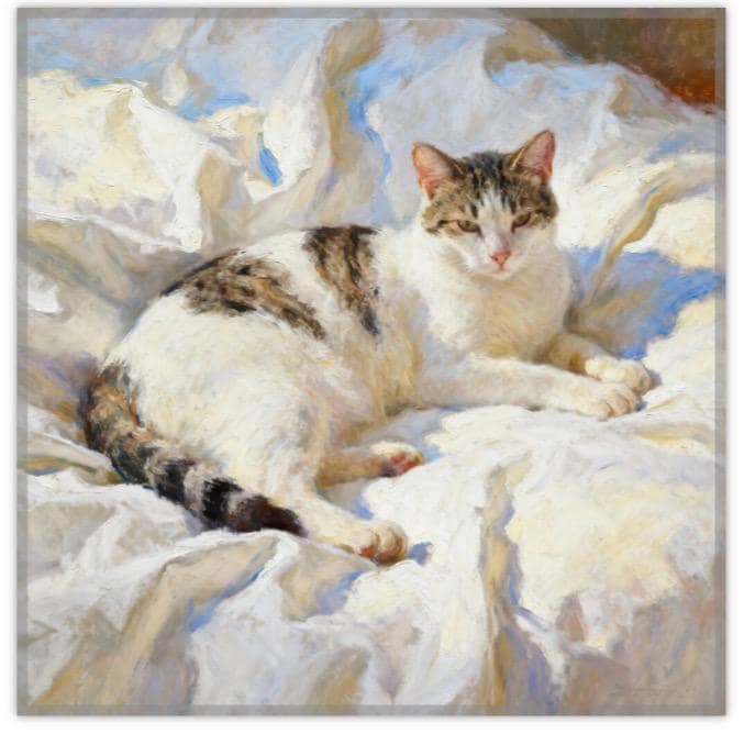 トラ猫のアートプリント：印象派の猫の絵画、オプションのフレーム