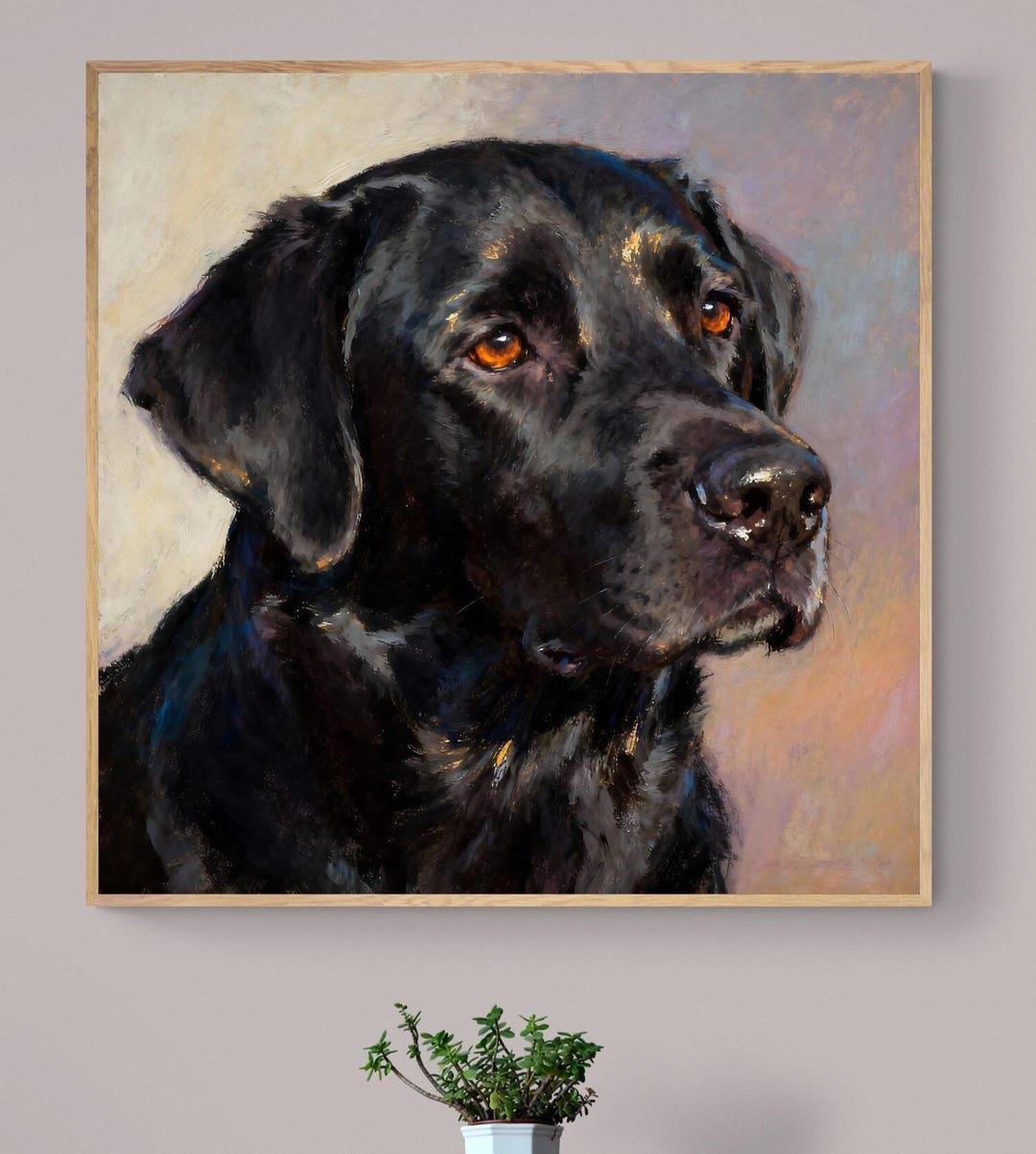 Portrait Style Lab Black Lab Portrait Art Print - Labrador Retriever Painting, Optional ...