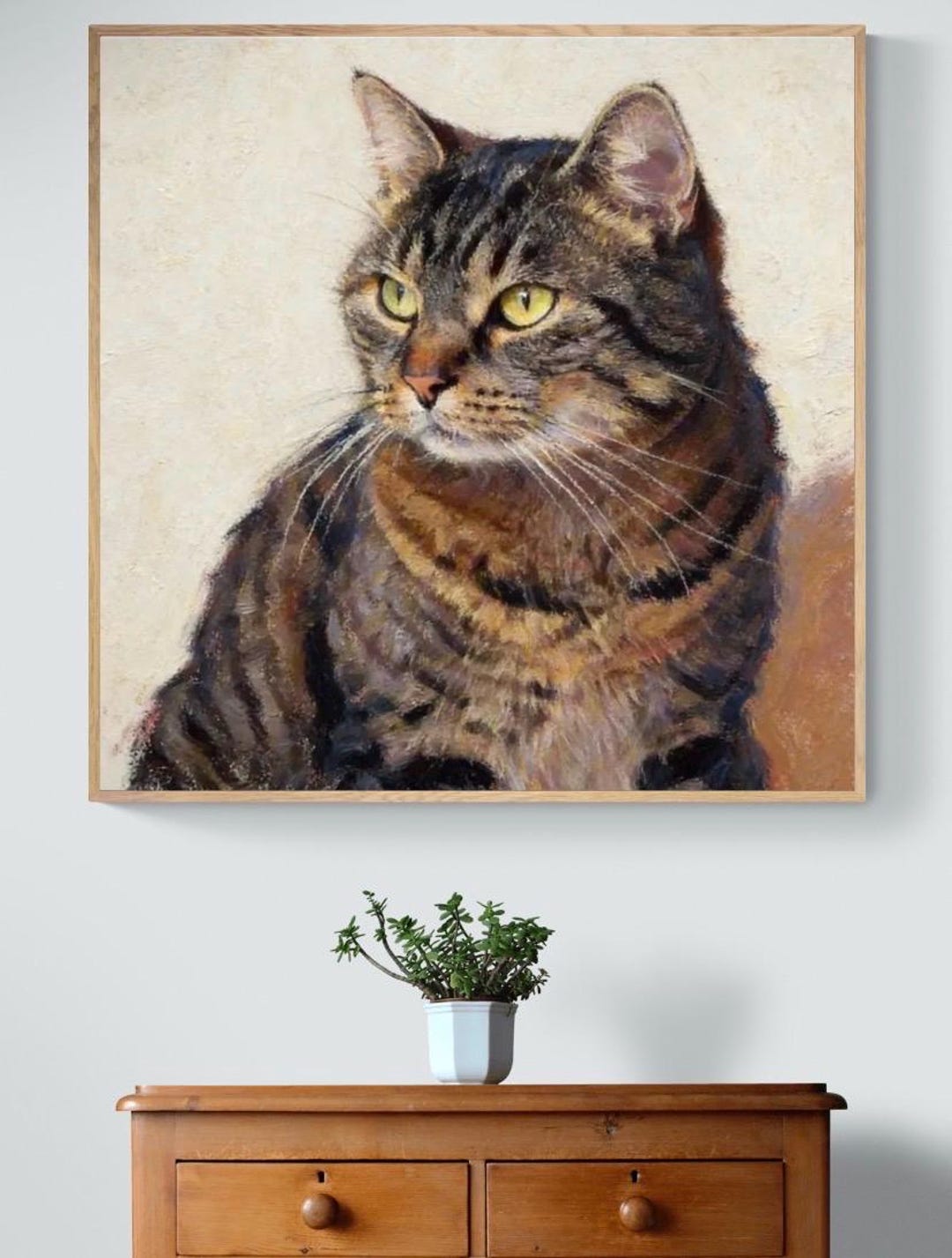 Tabby Cat Art Print – Oil Painting of a Striped Cat in Sunlight - Etsy