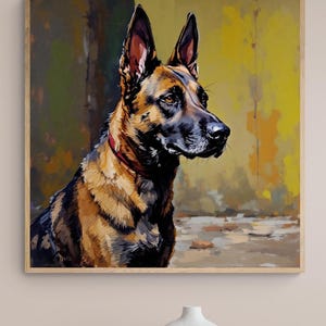 Belgischer Malinois Kunstdruck: Modernes Tierportrait, optional mit Rahmen
