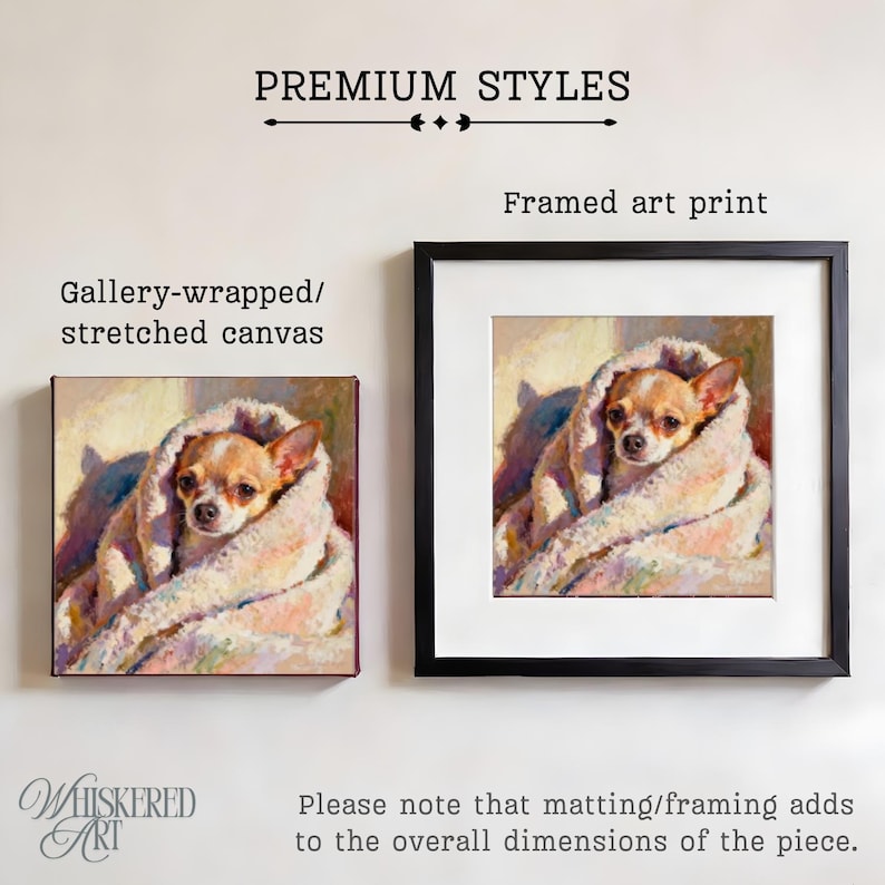 Tan Chihuahua Art Print – Oil Pastel Painting, Framed or Canvas Wall Decor Bild 2