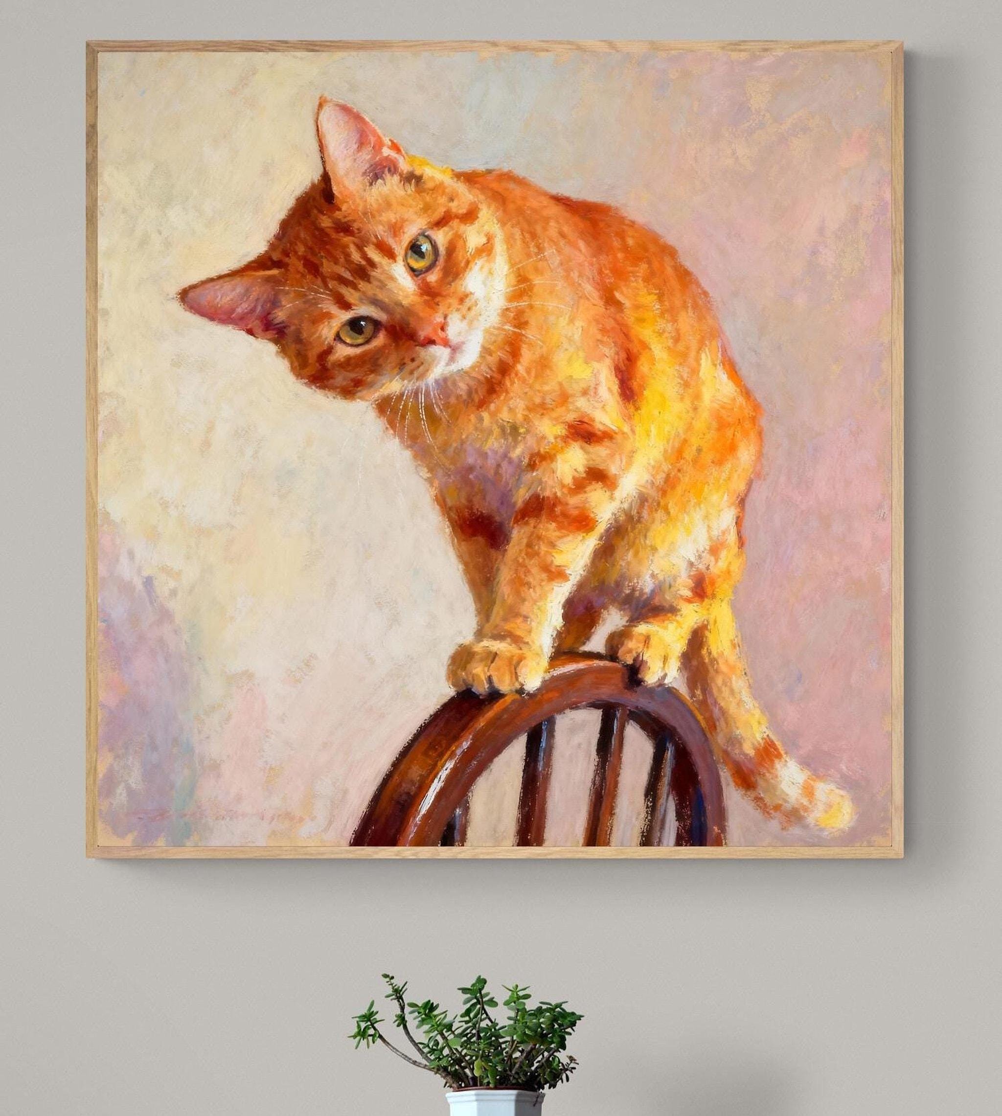 Orange Tabby Cat Painting Print, Framed or Canvas Wall Art - Etsy