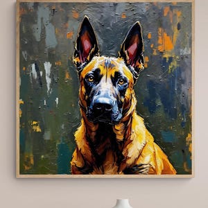 Belgischer Malinois Kunstdruck - Ausdrucksstarkes Tierportrait, optional mit Rahmen