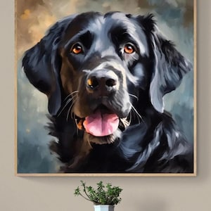 Black Lab Portrait Art Print: Labrador Retriever Painting, Optional Frame