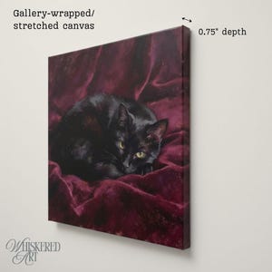 Sleeping Cat Art Print, Oil Pastel Portrait on Canvas or Framed Decor image 4