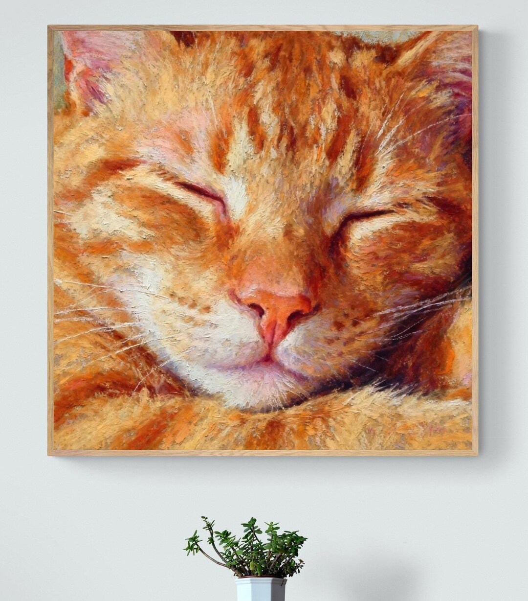 Orange Tabby Cat Art Print – Oil Pastel Painting, Framed or Canvas - Etsy