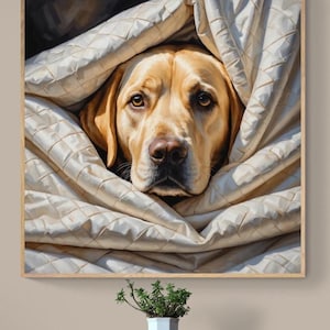 Golden Labrador Portrait Art Print: Realistic Dog Painting