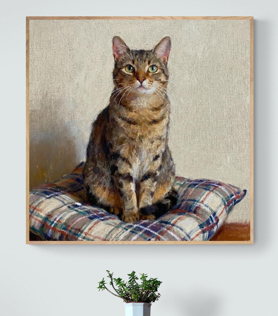 Tabby Cat Art Print – Cozy Oil Pastel Painting, Framed or Canvas - Etsy