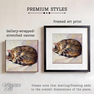 Sleeping Cat Art Print, Oil Pastel Portrait on Canvas or Framed Decor image 2