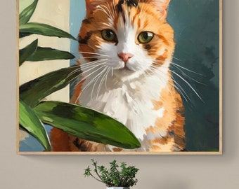 Calico Cat Fine Art Print | Oil Painting | Wall Decor | Gifts for Cat Lovers | Cottagecore