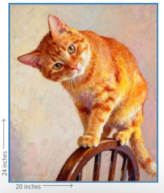 Orange Tabby Cat Painting Print, Framed or Canvas Wall Art - Etsy