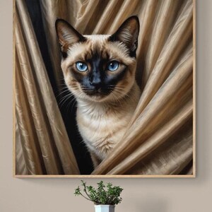 Siamese Cat Art Print: Realistic Oil Painting Style, Archival Quality