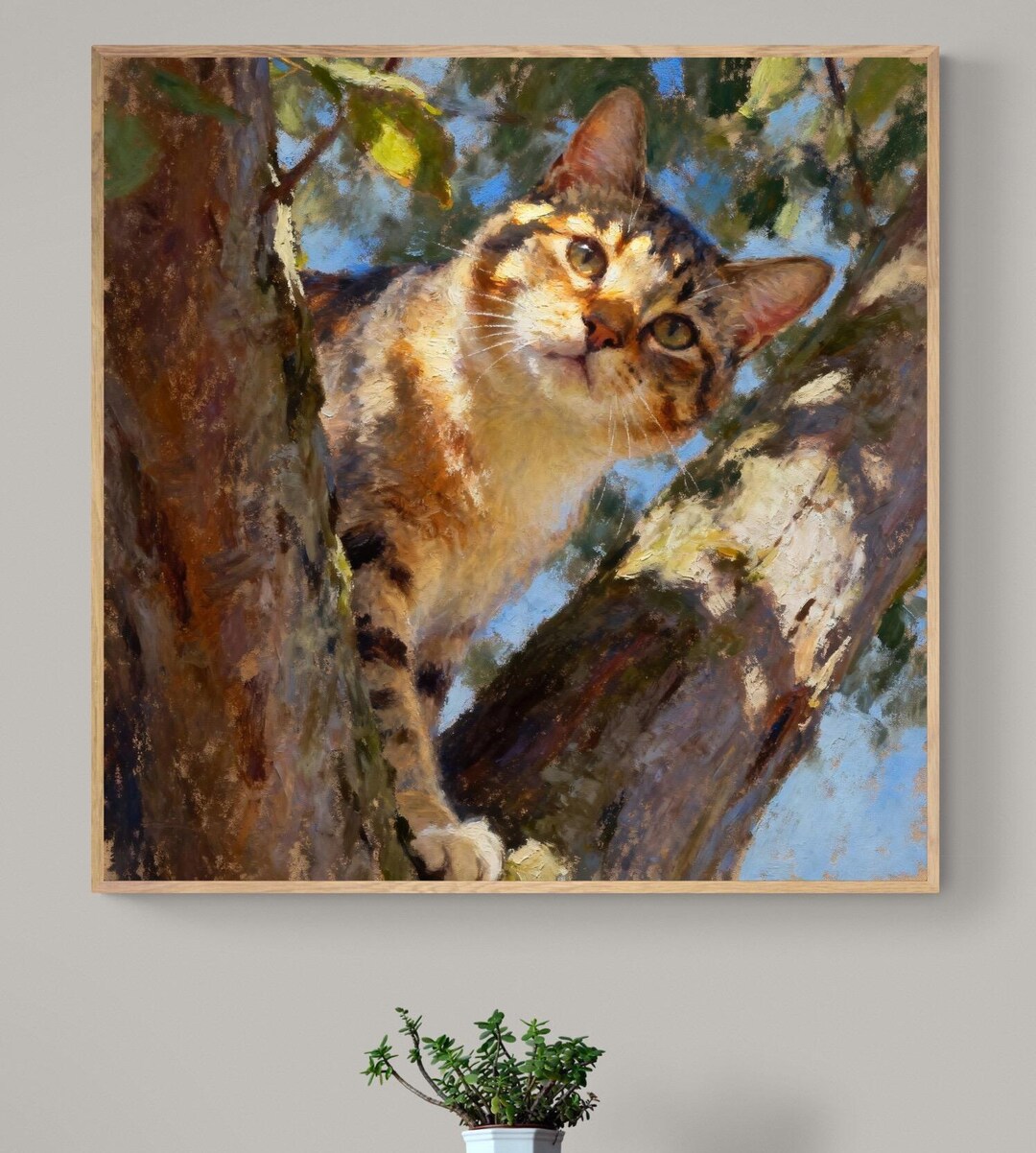 Tabby Cat Art Print – Oil Pastel Painting, Framed or Canvas Wall Decor ...
