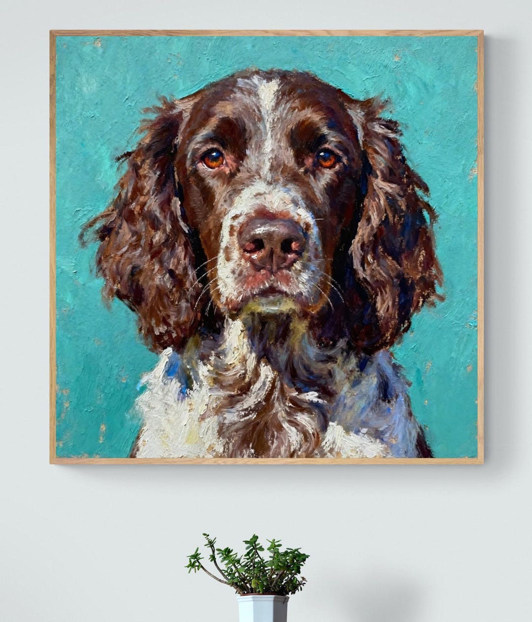 Springer Spaniel Art Print – Oil Pastel Portrait, Framed or Canvas Wall ...