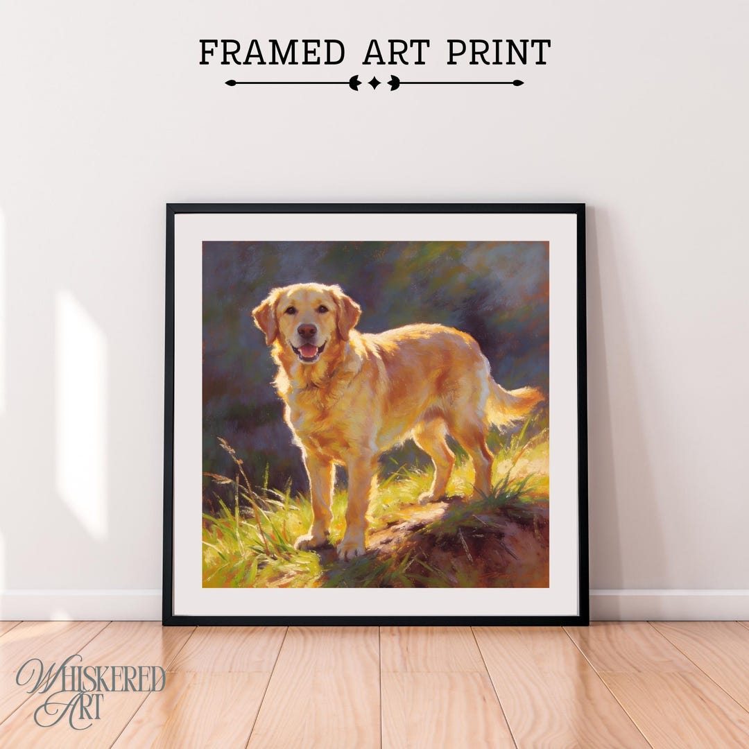 Golden Retriever Art Print – Dog Portrait Painting, Fine Art Wall Decor ...