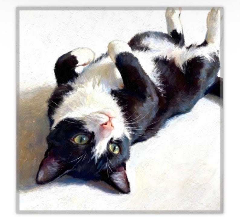 Tuxedo Cat Print, Playful Kitty Art in Framed or Canvas Options Bild 9