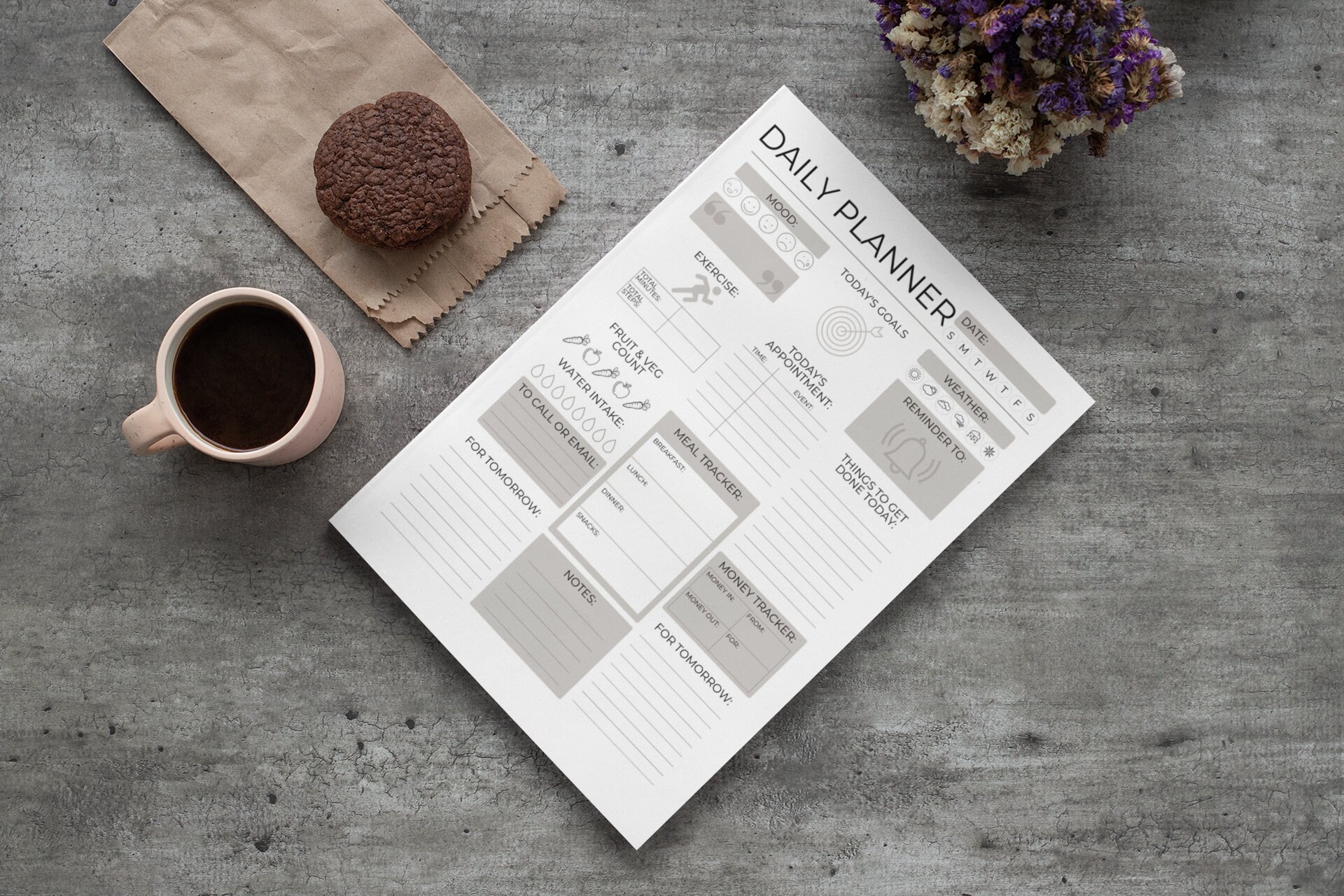 Daily Planner Life Goals Printable Instant Download Productivity ...