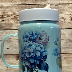 Hydrangeas | Coffee Cup | Glass | 17oz Drinkware | Gift Under 20 |