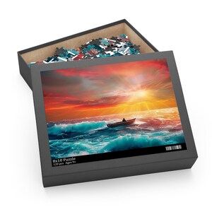 Puzzle, Ocean Sunrise Jigsaw Puzzle, 120 252 500 Piece, Beach Theme Activity, Relaxing Hobby, Nautical Decor, Gift for Puzzle Lovers,