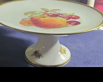 vintage Schumann Germany Small Elegant Cake Stand Apples and cherries