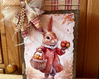 Primitive Easter Bunny Barnwood Decor