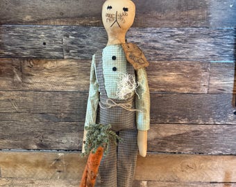 Primitive Hanging Bunny Doll with Carrots